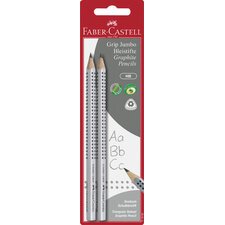 FABER-CASTELL Crayon graphite Jumbo GRIP, blister de 2