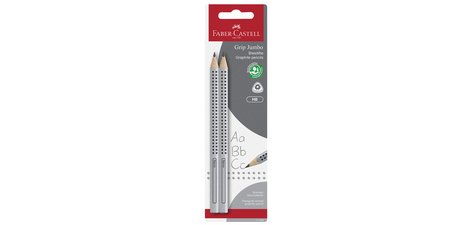 FABER-CASTELL Crayon graphite Jumbo GRIP, blister de 2