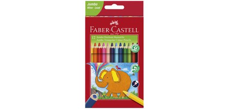 FABER-CASTELL Crayons de couleur triangulaire Jumbo, étui 12
