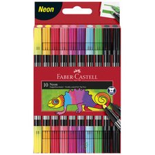 Stift FABER-CASTELL dubbele punt Neon - etui van 10 stuks