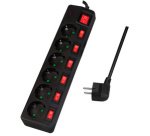 Multiprise Euro, 6 prises, interrupteurs général