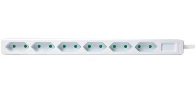 Euro power strip, 6 outlets, no switch
