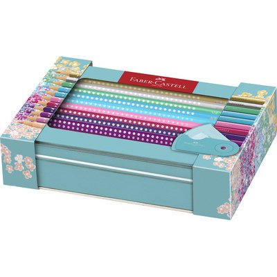 FABER-CASTELL Crayon couleur triangle GRIP SPARKLE, étui