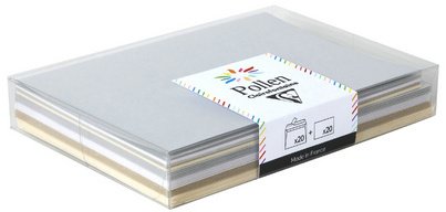 Coffret Pollen uni de 20 enveloppes 114x162mm + 20 cartes 110x155mm - Assortiment Chic - Assortiment
