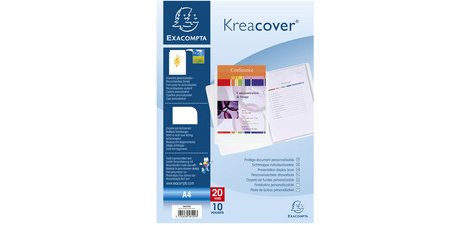 Kreacover® Personaliseerbare showalbums harde PP met vaste rug - 10 tassen - 20 zichten - A4 - Wit