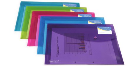 Pochette à documents, A4, PP, couleurs assorties