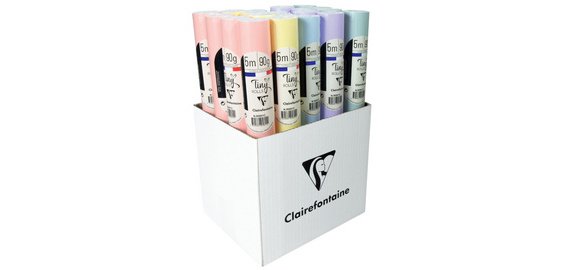 Papier affiche 90g, 5x0,35m en carton prés. de 20 rlx ass. Pastel - Assortiment pastel