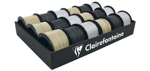 Plat.18 rollos 10mx10mm Glit.or/arg/noir - Assortiment