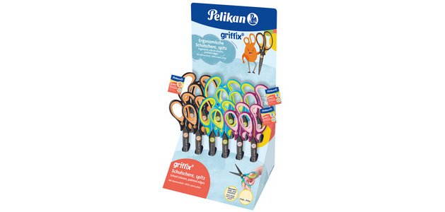 griffix Ciseaux d'école, pointu, présentoir de 12