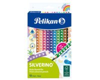 Kleurpotlood driehoekig SILVERINO vet - etui van 6