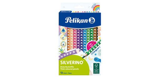 Crayon de couleur triangulaire SILVERINO gros, étui de 12