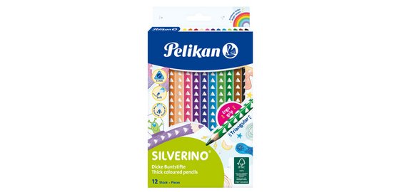 Crayon de couleur triangulaire SILVERINO gros, étui