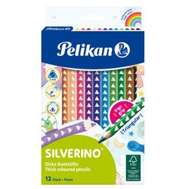 Kleurpotlood driehoekig SILVERINO breed - etui van 12 stuks