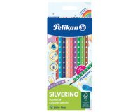 Kleurpotlood driehoekig SILVERINO fijn - etui van 12 stuks