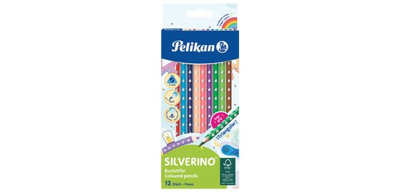 Crayon de couleur triangulaire SILVERINO fin, étui