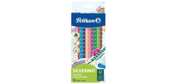 Crayon de couleur triangulaire SILVERINO fin, étui