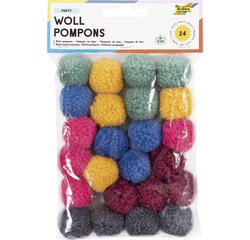 Pompon en laine 'Party', 24 pièces, assorti