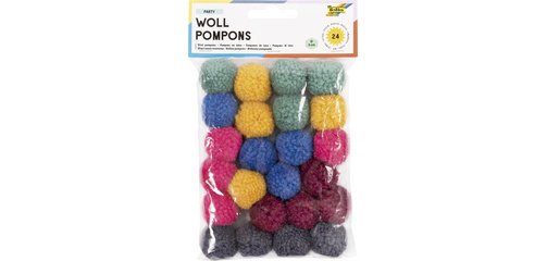 Pompon en laine 'Party', 24 pièces, assorti