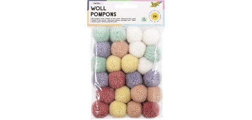 Pompon en laine 'Pastell', 24 pièces, assorti