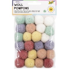 Pompon en laine 'Pastell', 24 pièces, assorti