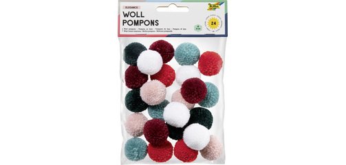 Pompon en laine 'Elegance', 24 pièces, assorti