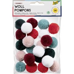 Pompon en laine 'Elegance', 24 pièces, assorti