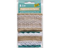 Ruban de jute avec dentelle, 2 x 1 m