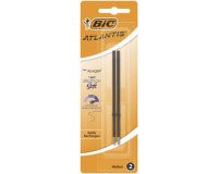 Stylo-bille bic atlantis soft pointe moyenne 1,0mm blister  de 2 recharges noir
