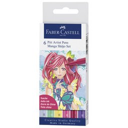 FABER-CASTELL Feutre PITT artist pen Manga Shôjo, étui de 6