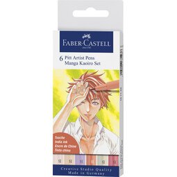 FABER-CASTELL Feutre PITT artist pen Manga Kaoiro, étui de 6