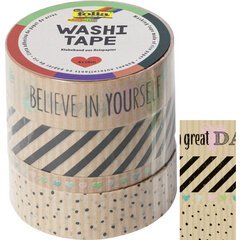 Ruban adhésif déco WashiTape Papier kraft II, kit de 4