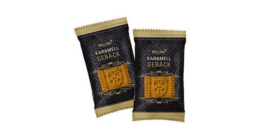Biscuit élégant au caramel, emballage unitaire, dans