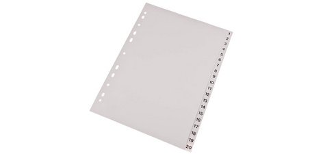 Intercalaires en plastique, numériques, A4