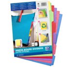 Intercalaires carton, uni, A4, multicolore, 6 touches