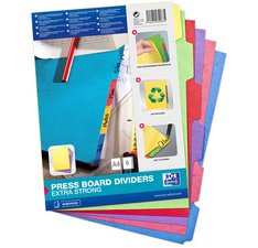 Intercalaires carton, uni, A4, multicolore, 6 touches