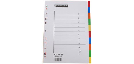 Intercalaires en plastique, uni, A4, 10 touches