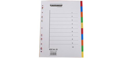 Intercalaires en plastique, uni, A4, 10 touches