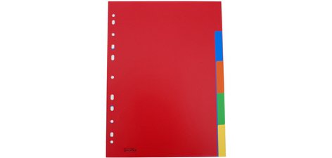 Intercalaires en plastique, uni, A4, 5 touches