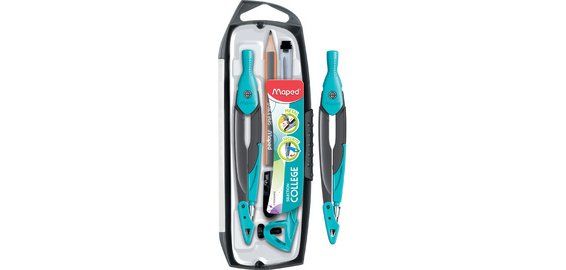 Boîte de compas Metal Open, 5 pièces, couleurs