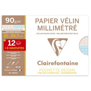 Papier vélin millimétré, A4, pack promo