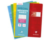 Cahier piqué déficients visuels 17x22 cm 48 pages grands carreaux 2 ,5mm agrandis 10x10 - Assortis