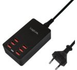 Boîtier de chargement USB, 6 ports, 32 Watt, noir