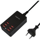 Boîtier de chargement USB, 6 ports, 32 Watt, noir
