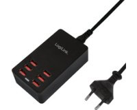 Boîtier de chargement USB, 6 ports, 32 Watt, noir