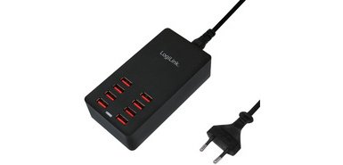 USB charging case, 8 ports, 44 Watt, black