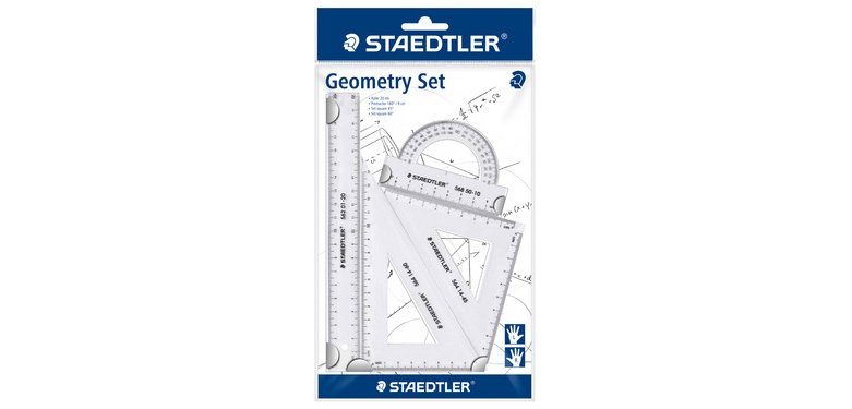 Geometrieset, klein, vierdelig, transparant