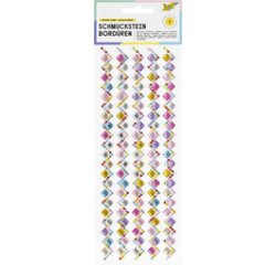 Lot bordures strass folia adhesive 25 cm 8 unites       coloris et formes assorties