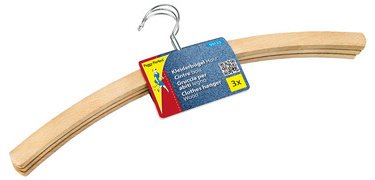 Cintre en bois sans barre, paquet de 3, nature