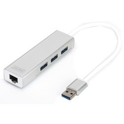 Hub USB 3.0 & Gigabit LAN-adapter, 3 poorten