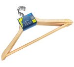 Cintre en bois avec barre, paquet de 5, nature